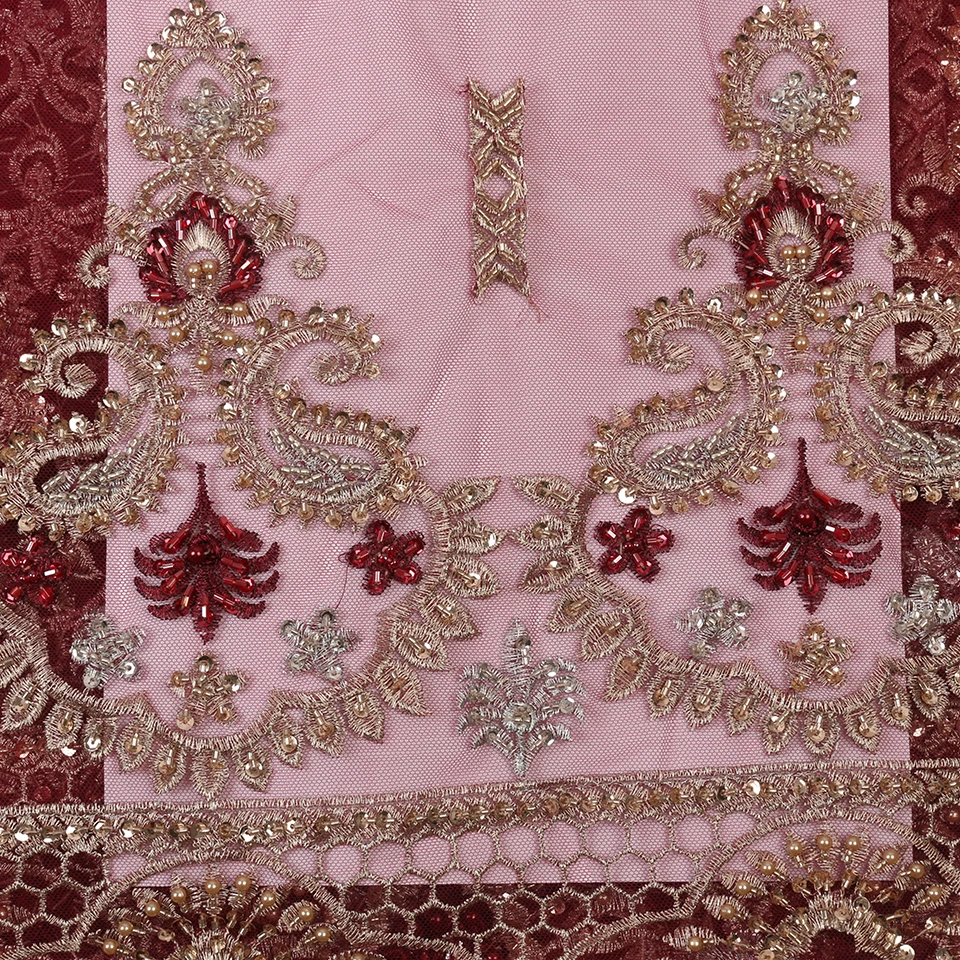 Новое кружево ручной работы из бисера, французская кружевная ткань с бисером, чистая кружевная ткань для свадебных платьев KS2919B-2