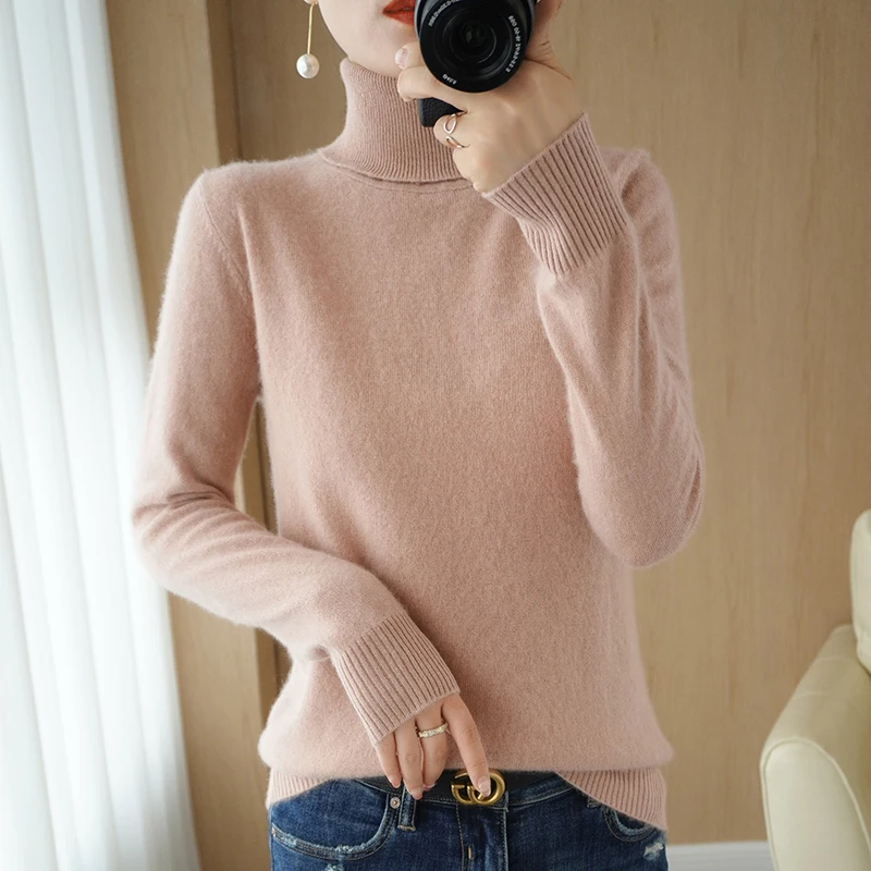 100%Wool Knitting  and Jumper Turtleneck Tops