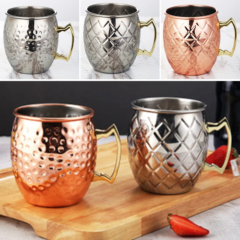Stainless Steel 304 Mug Latticed / Hammered Style Drinking Cup 110cm High No Burr, No Hurt To Hands