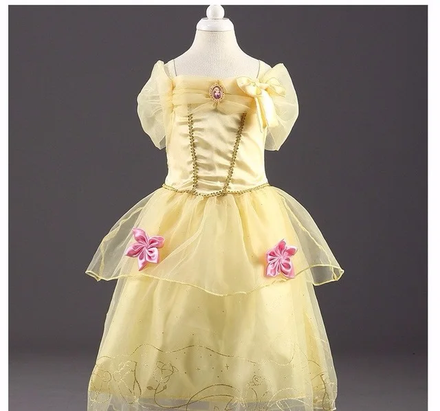 Платье для девочек; платье Снежной Королевы для костюмированной вечеринки; платье принцессы Эльзы; костюм Анны; одежда для малышей; одежда для детей - Цвет: Yellow
