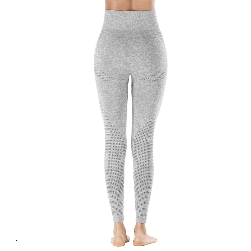 Женские Бесшовные штаны для йоги, высокая талия, леггинсы для спортзала, подтягивающие бедра, леггинсы для фитнеса, йоги, спортивные штаны, энергетические дышащие Бесшовные Леггинсы - Цвет: Yoga Pants-052-LGRA