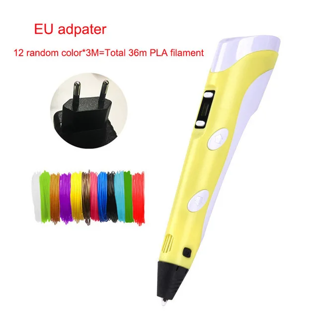 3D печать Ручка DIY 3D Ручка Карандаш 3D Ручка для рисования sthift PLA нити для детского образования творческие игрушки подарки на день рождения 3D Ручка - Цвет: EU Yellow