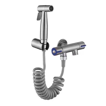

Pressurized With Faucet Handheld Bidet Sprayer Set Personal Hygiene Stainless Steel Shower Diaper Wash Toilet Bathroom Body
