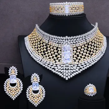 

GODKI BIG Super Luxury Chokers 4PC African Necklace Zircon Jewelry Sets For Women Wedding Indian Nigerian Party Jewelry Set 2020