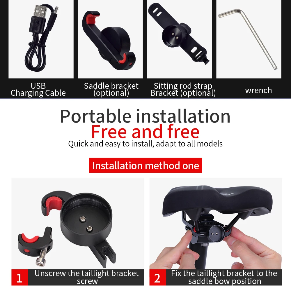 Bicycle Taillights Intelligent Brake Sensor Taillights MTB/ Road Bike Rear Bicycle Rear Light USB Brake Tail Light 6-20 Hours