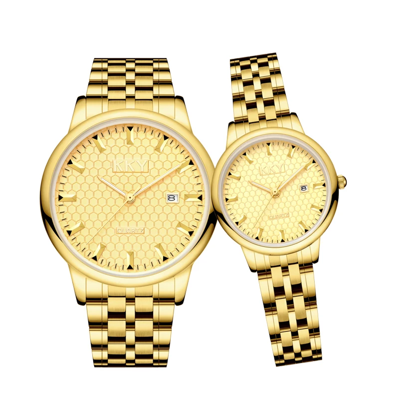 KKY New Brand Creative Golden Briquette Design Quartz Men Women Watches Relogio Masculino Luxury Wrist Watches Female Male Clock 