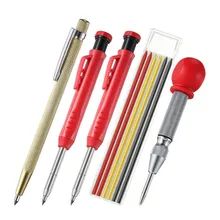 

10pcs Carpenter Pencils And Automatic Center Punch Tool Marker Marking Tool Suitable For Scribe Tool Carpenter Pencil