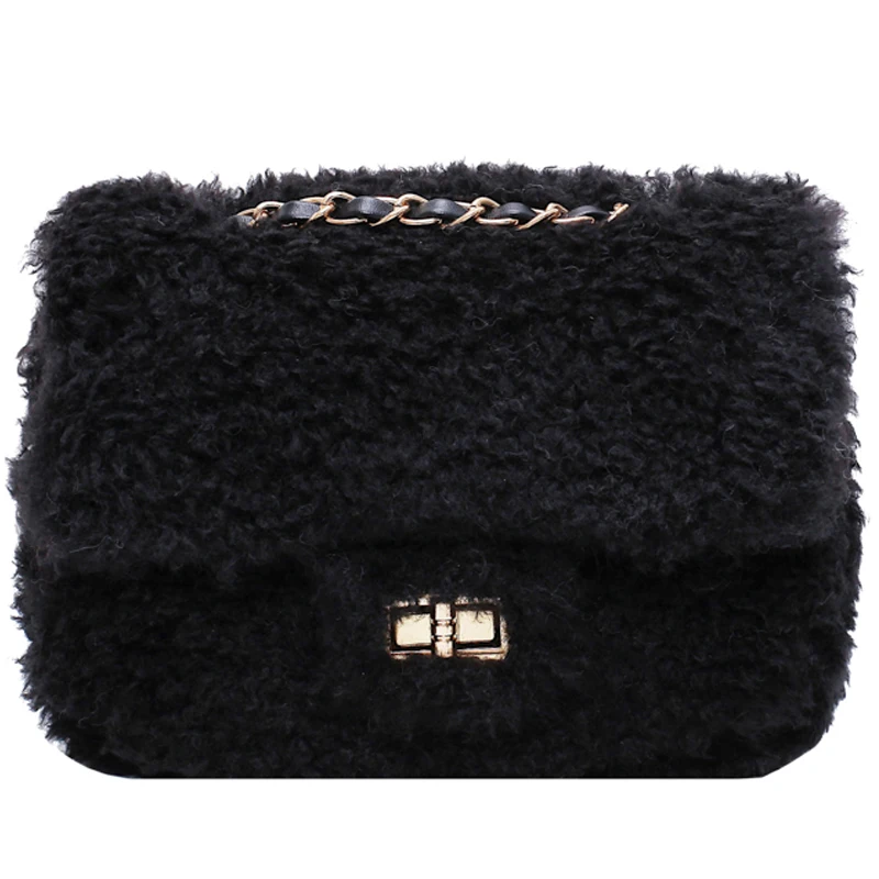 

iVog New Arrival Everyday Ladies Messenger Shoulder Handbag cc Yellow Chain Fur Hand Bags for Women 2019