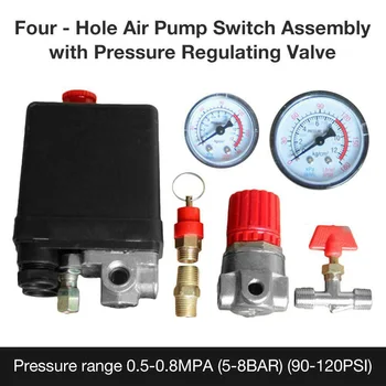 

90-120PSI Pressure Control Switch With Gauges Pump Practical Universal Motor Driven Regulator Air Compressor Heavy Duty Fittings
