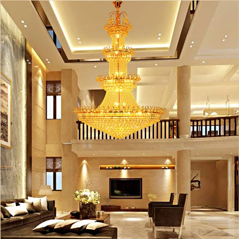 Gold Crystal Chandelier Empire loft decor Chrome Chandeliers Lighting Modern luxury decor stair Chandeliers Light