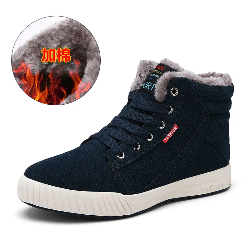 Winter Shoes Men Warm Plush Snow Boots For Man Big Size Outdoor Ankle Boots Man - Color: green