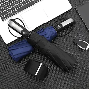 

Ten Bones Automatic Umbrella Folding Men And Women Business Umbrellas Three-fold Umbrella Pure Color Simple Umbrella