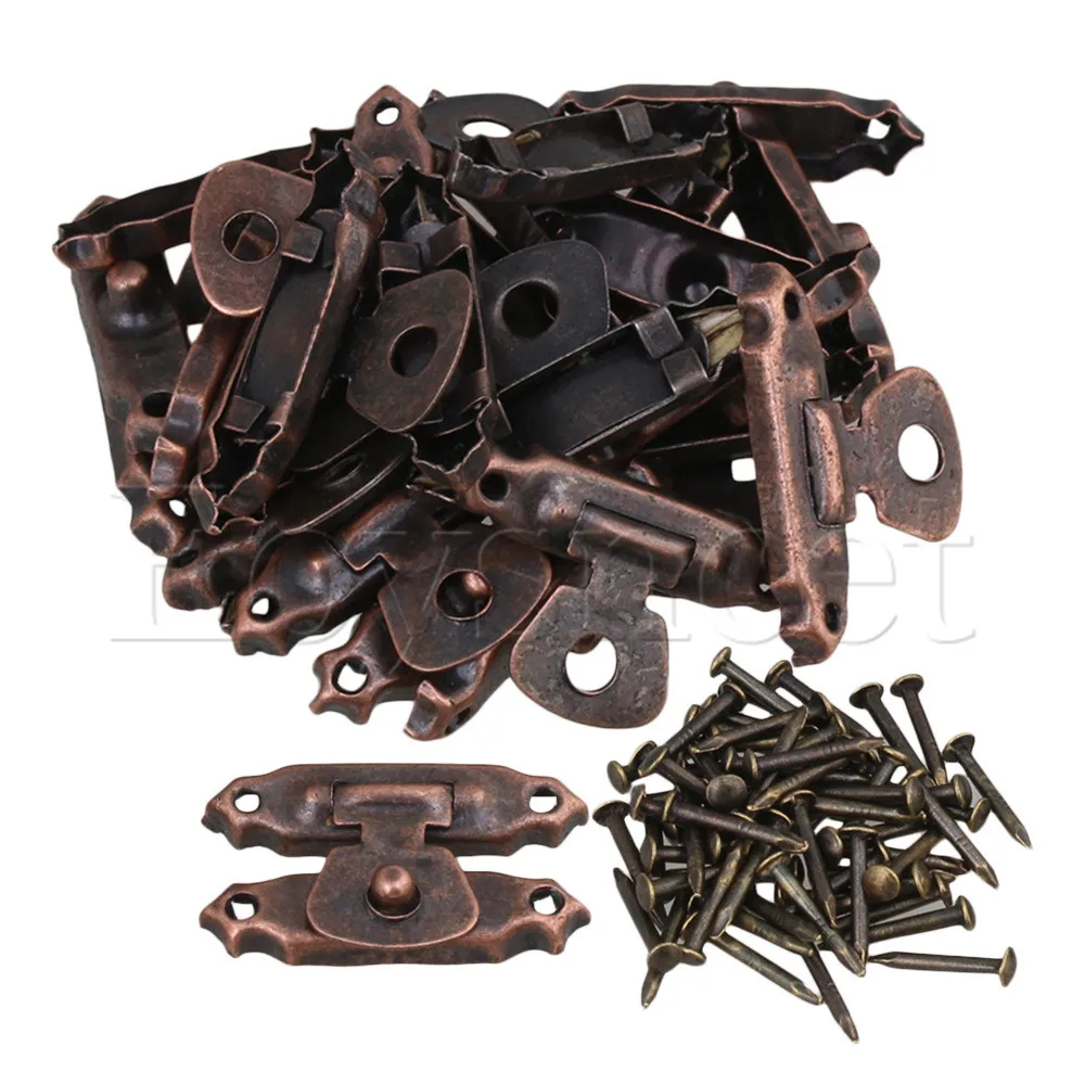 

10 x Мини ювелирный чехол Металл декоративная, для крышки деревянной коробки красная бронзовая защелка