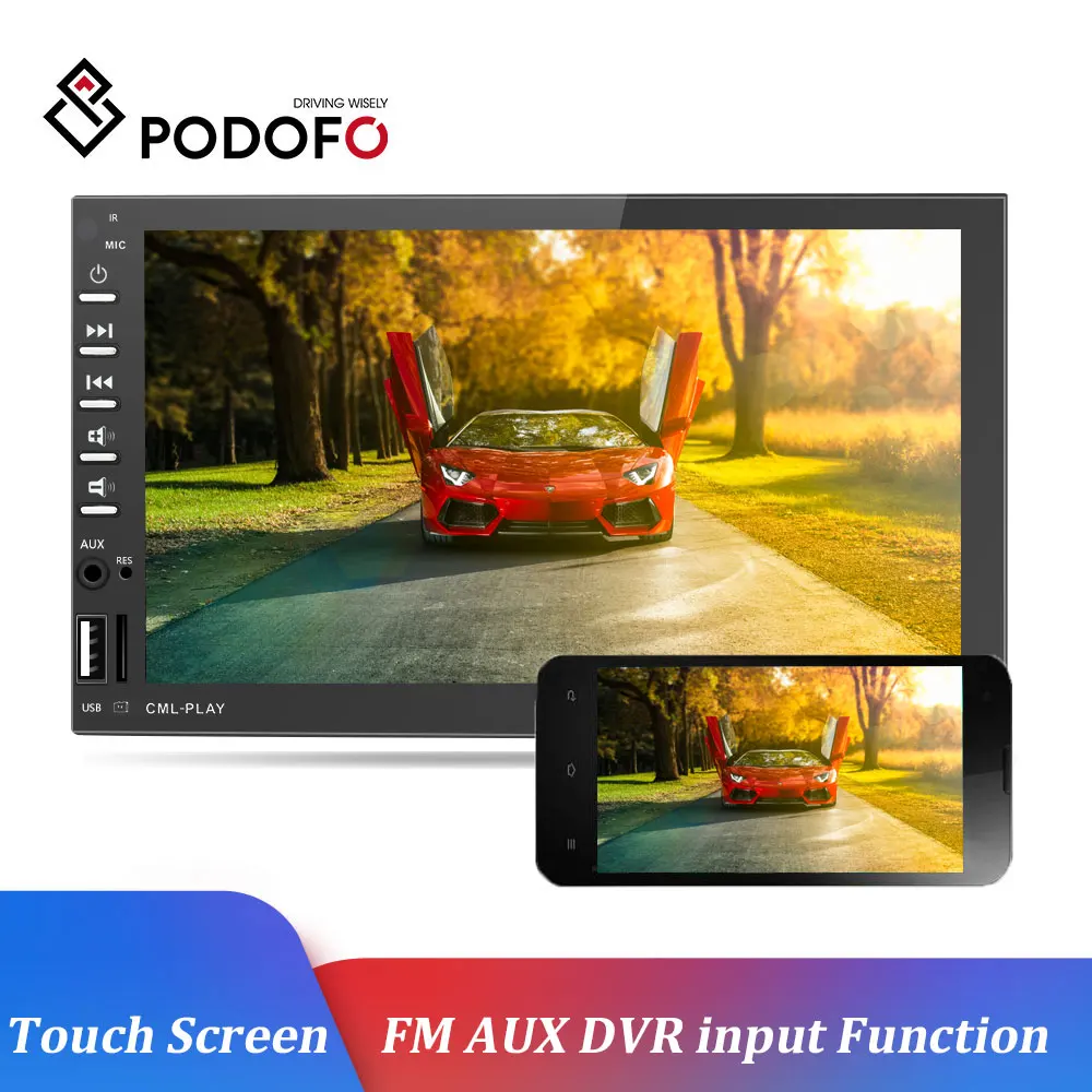 Podofo автомобильный Радио HD 7 "сенсорный экран стерео Android Зеркало Ссылка