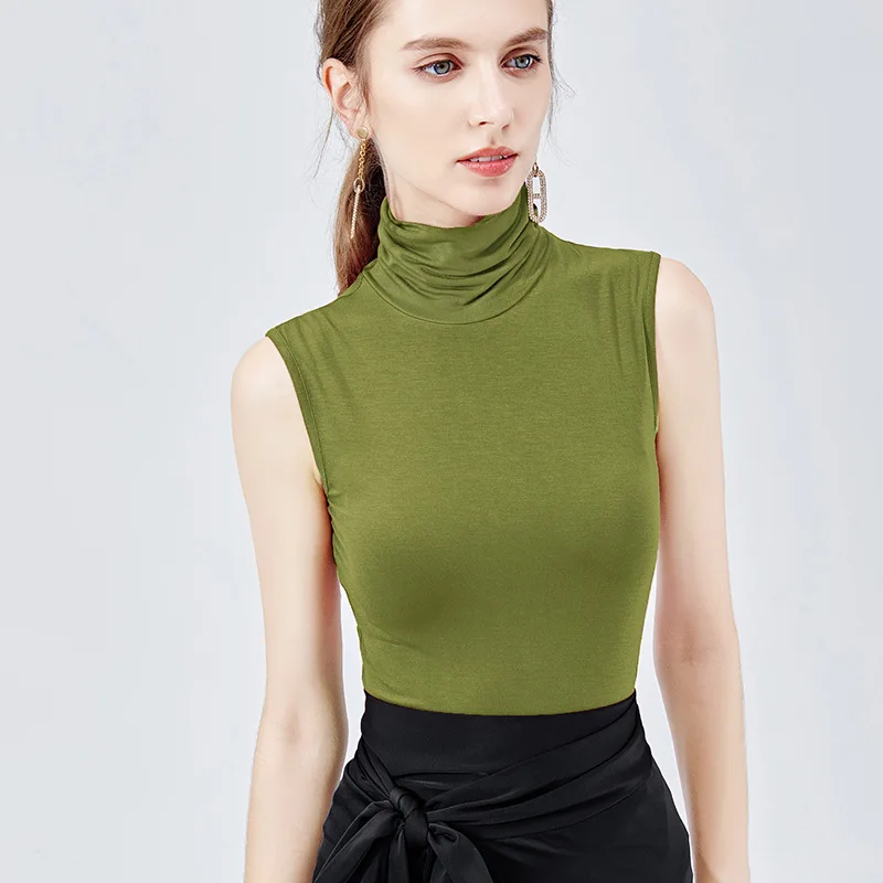 Блузки женские 2019 осень Мода без рукавов сплошной тонкий крой уличная одежда
