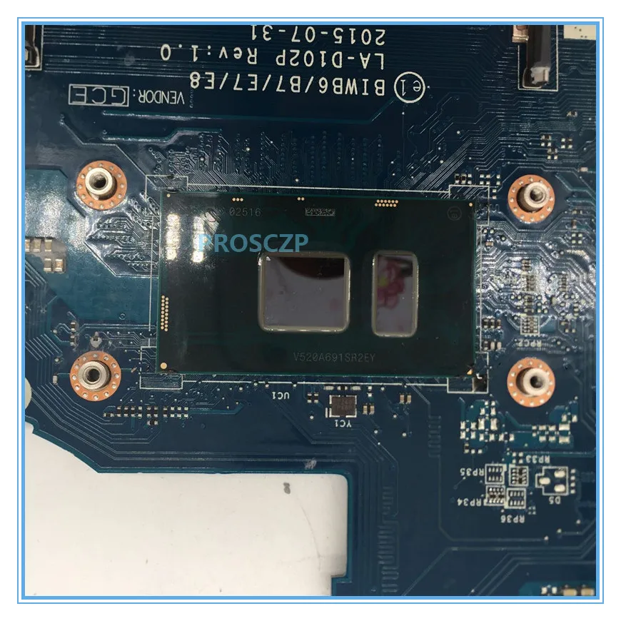 Высокое качество для Thinkpad B51-80 E51-80 материнская плата для ноутбука BIWB6/B7/E7/E8 LA-D102P с SR2EY I5-6200U ЦП хорошо работает