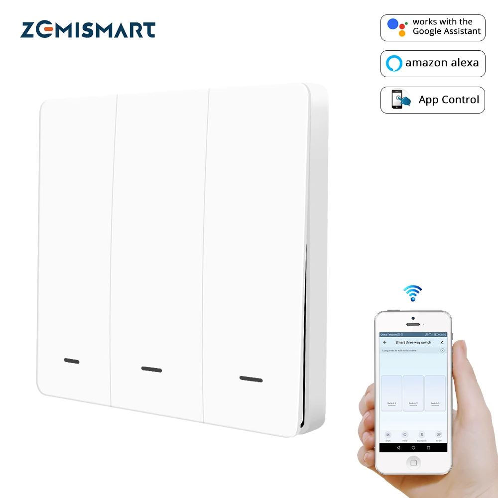 Zemismart WiFi настенный кнопочный переключатель Alexa Google Домашний Светильник Tuya