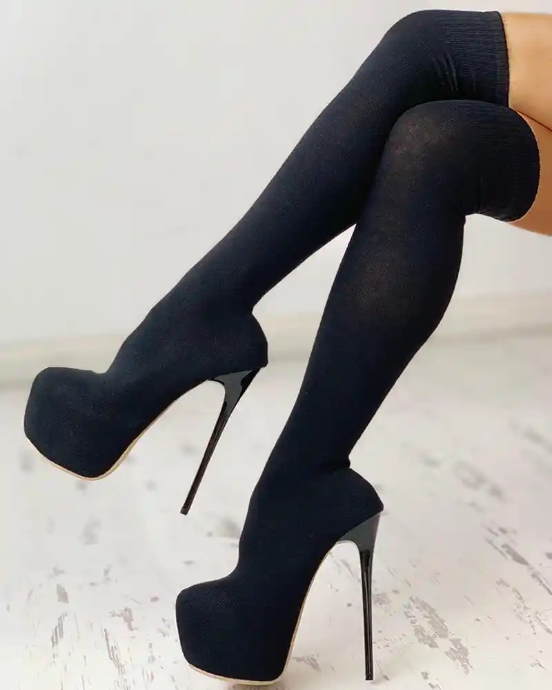 heeled over the knee sock boots