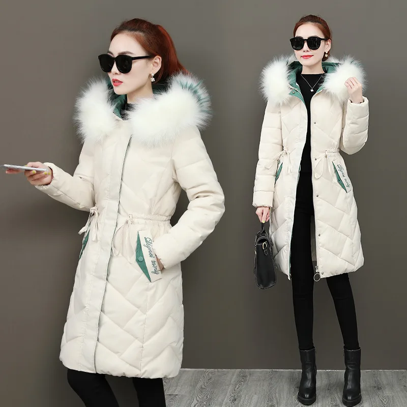 

Brand down Jacket Women's 2019 New Style Korean-style Slimming Mid-length Cotton-padded Clothes Winter Thick Coat Casual Cotton-