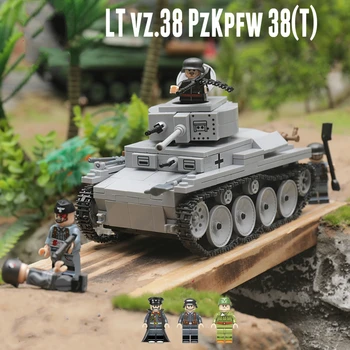 

New 535pcs Military WW2 LT-38 Light Tank Building Blocks Model Compatible Technic City Military Soldier Weapon Toys