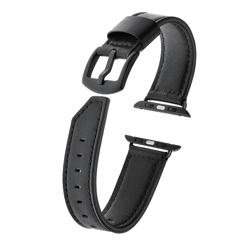 Для Apple Watch series 4 черный коричневый кожаный ремешок для 44 мм 40 мм браслет ремешок для iWatch 1 2 3 42 мм 38 мм сменный ремешок для часов