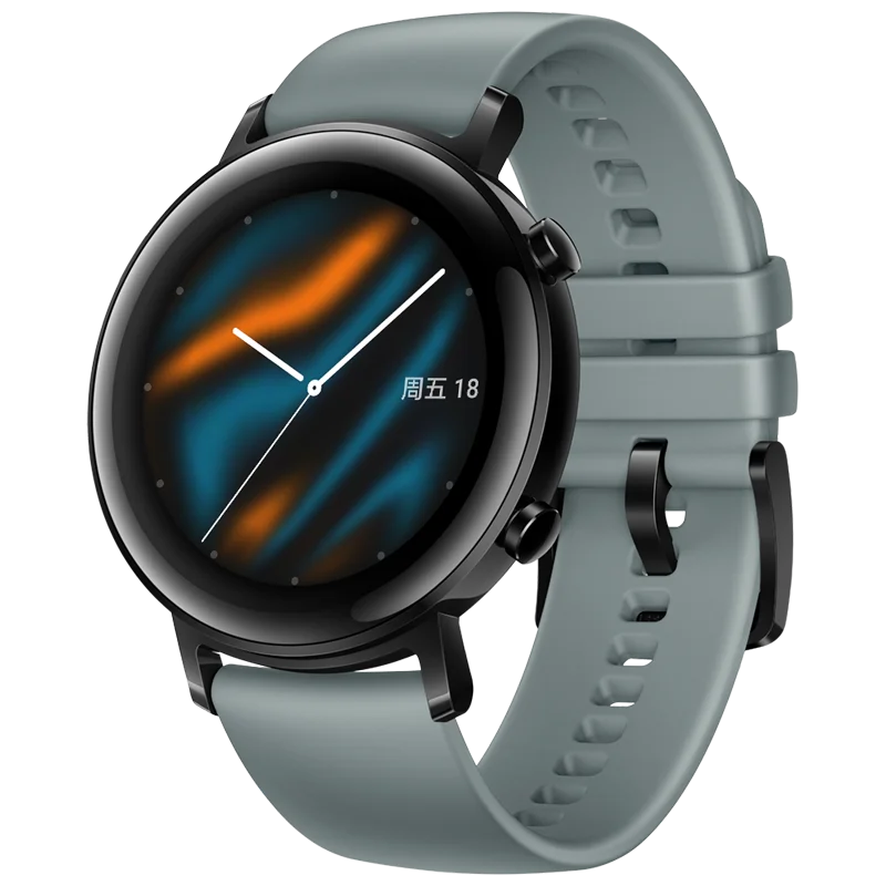 Оригинальные Смарт-часы huawei GT 2 42 мм gps двухнедельный срок службы батареи 5 АТМ водостойкий трекер сердечного ритма для Android iOS - Цвет: Lake Cyan