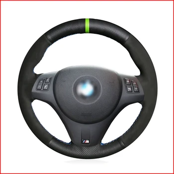 

MEWANT Black Genuine Leather Suede Car Steering Wheel Cover for BMW M Sport M3 E90 E91 E92 E93 E87 E81 E82 E88 X1 E84 Parts