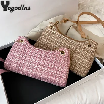 

Famous Brand Shoulder Bag Vintage Plaid Handbags Sac Femme Hot Sale French Elegant lady Retro Small Armpit Hobo bag Purse bolsa