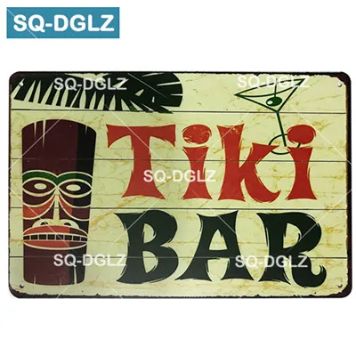 [SQ-DGLZ] TiKi Bar металлическая вывеска для клубного паба, декоративная доска, металлические старинные ремесла, домашний Декор, живопись, плащи, художественный плакат - Цвет: 0766