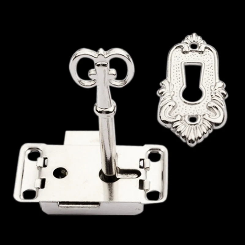 1Set Antique Lock Iron Plating Drawer Wardrobe Door Lock with