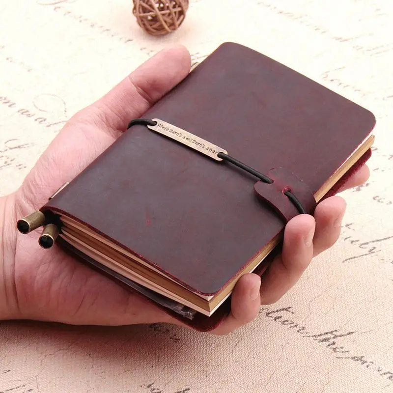 Handmade Traveler's Notebook, Leather Travel Journal Notebook for Men& Women, Perfect for Writing, Gifts, Travelers, 5.2 x 4 In