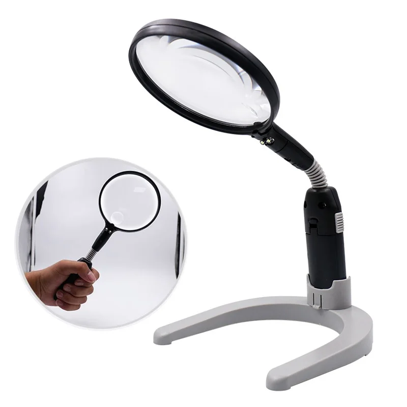 2x 4x Desktop Magnifying Glass Led Illuminated Desk Lamp Magnifier With
