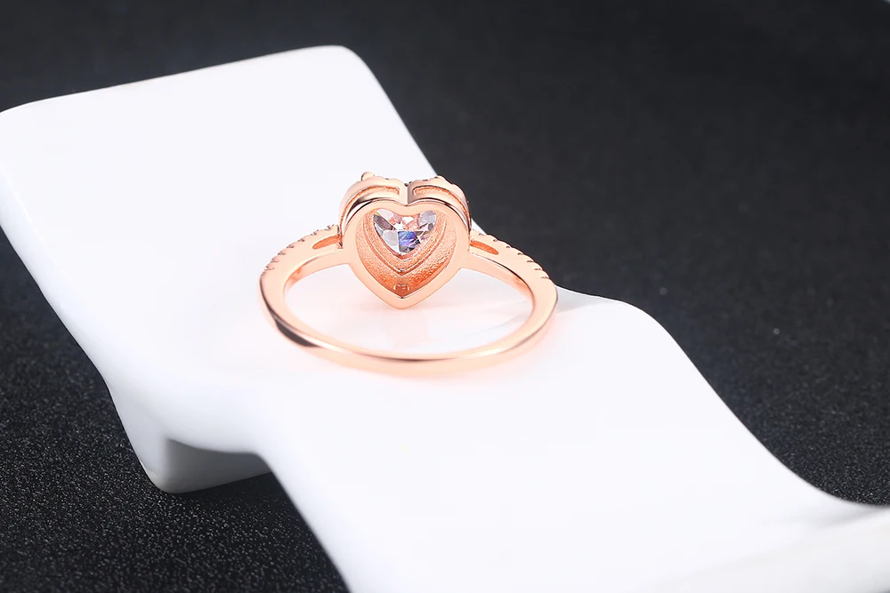 Двойные модные свадебные кольца в форме сердца с кристаллами для женщин AAA+ Циркон Обручальное кольцо Гламурное модное ювелирное изделие R841