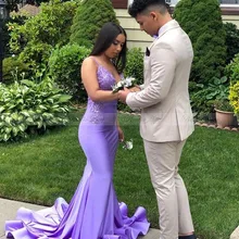 Сексуальное платье на бретельках с v-образным вырезом, лавандовое платье для выпускного вечера для черных девушек, длинное платье для выпускного вечера в африканском стиле, вечерние торжественные платья