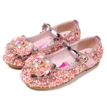 

Children Leather Girls Shoes Butterfly Knot Elsa Princess Kids Leather Shoes For Girls Flower Casual Glitter Sneaker