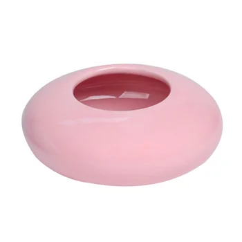 

1PC Ceramic Pet Bowl Flat Water Bowl Drinking Bowl Feeder for Dogs Cats Exotic Shorthair (Pink)