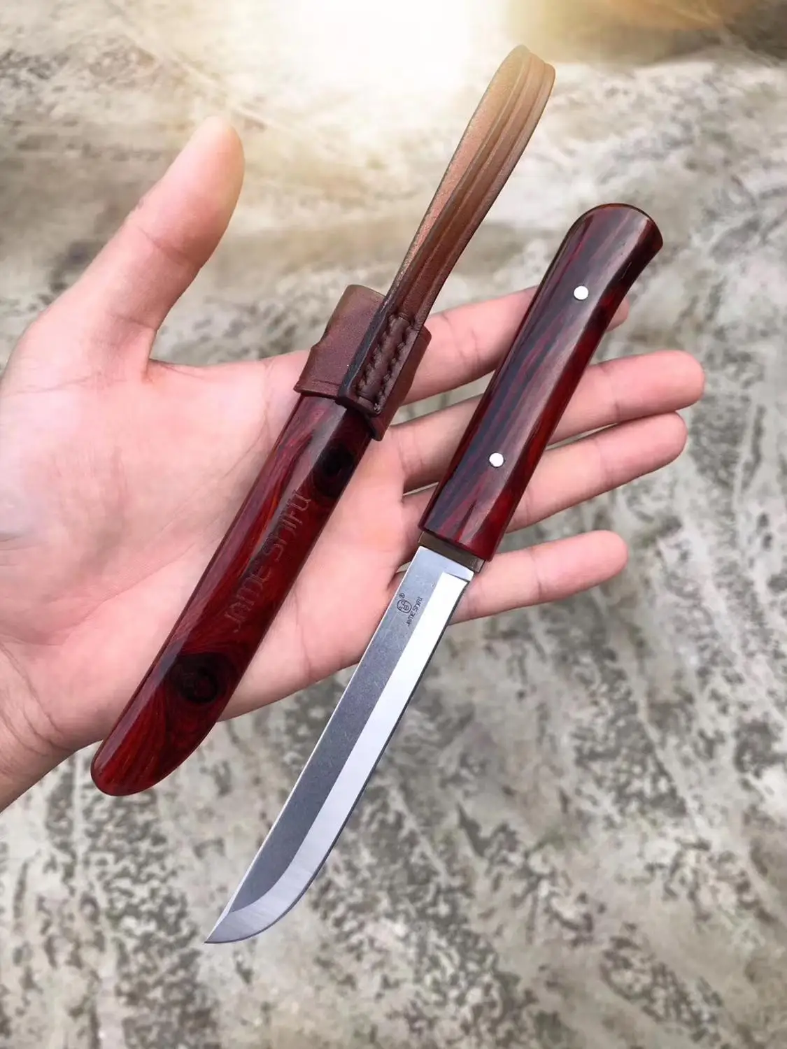Высококачественные 440c Стальные прямые лезвия, японские ebony hilt наружные охотничьи Тактические прямые лезвия с ножнами