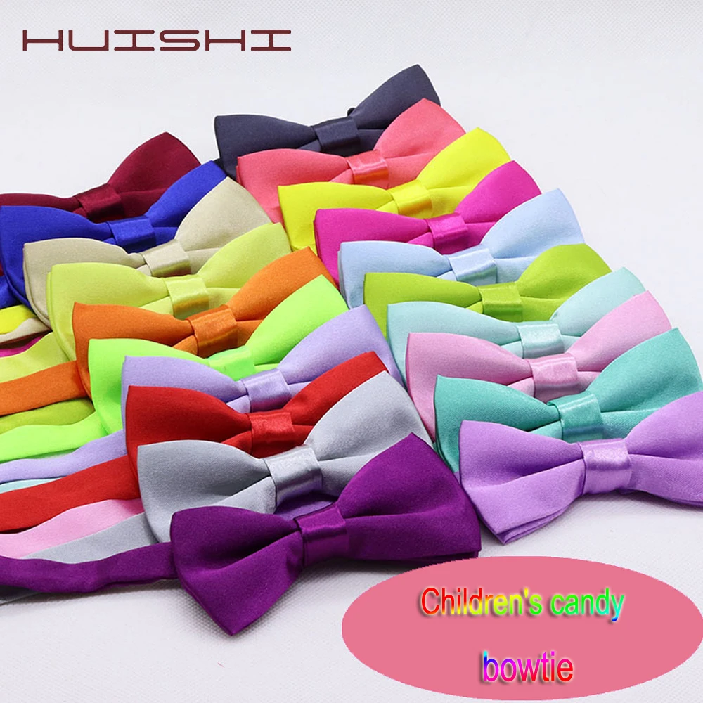 HUISHI 34 Colors Solid Fashion Bowties Groom Kids Formal Children Cravat Green Marriage Butterfly Wedding Bow ties bow tie