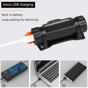 

Riding Night Fishing Fishing Lights Miner'S Lamp Durable Flashlight Lighting LED ABS 200m Black Motion Tool Outdoors Headlamp