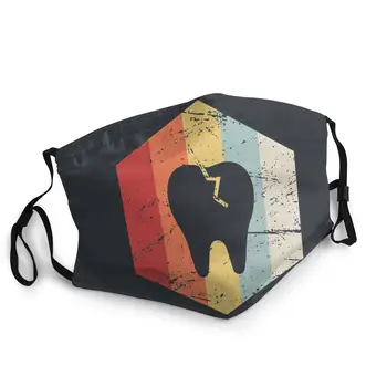 

Dentist Retro 70s Tooth Icon Adult Reusable Face Mask Printed Anti Haze Dust Mask Protection Cover Respirator Mouth Muffle