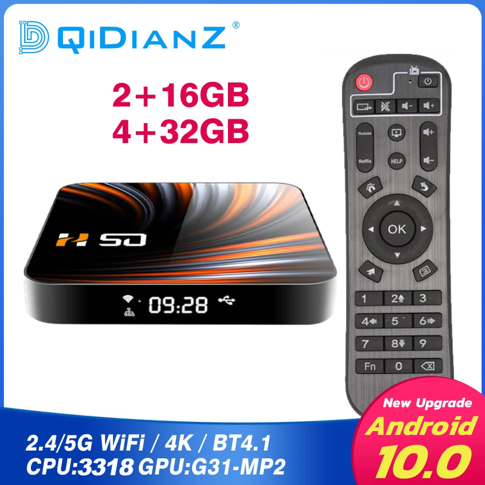 H50 Android 10 для приставки android smart приставка ТВ RK3318 Quad-core 64 бит ARM Cortex-A53 tv box 4K 8K PK X96 MAX H96