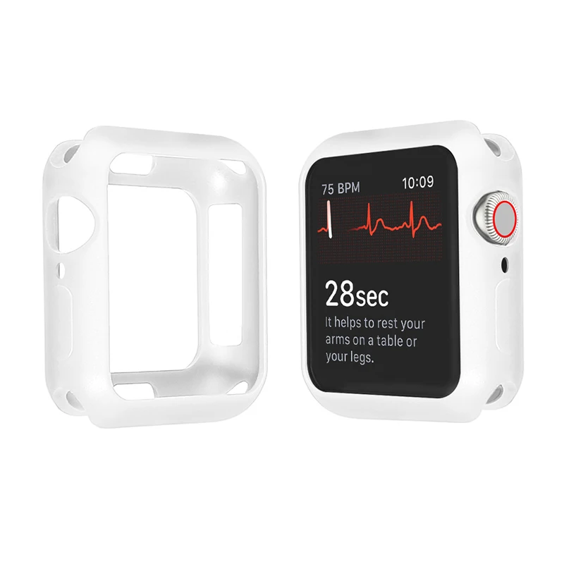 Мягкий силиконовый чехол для часов Apple Watch 5 4 3 38 мм 42 мм полный защитный чехол s бампер для iWatch 4 5 44 мм 40 мм Крышка для часов - Цвет: Color2 White