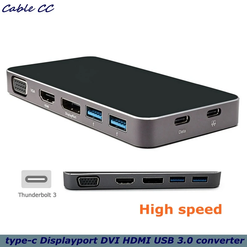 Высокоскоростной USB-C Thunderbolt3 с USB 3 1 на Displayport VGA HDMI-совместимый usb-хаб и двойной