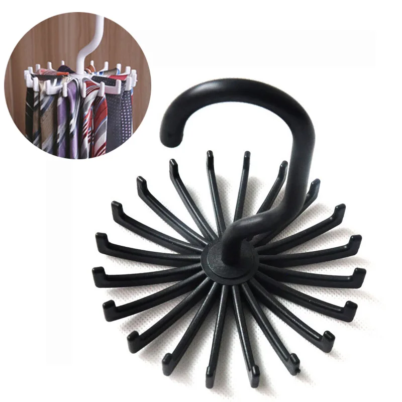 

Neck Tie Holder Space Saving Multifunction Plastic Creative Mini 20 Hooks 360 Degree Rotating Belt Rack Neck Tie Hanger