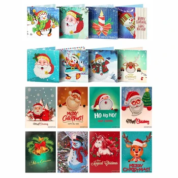 

Diamond Painting Greeting Cards Cartoon Christmas Birthday Postcards 5D DIY Kids Festival Embroidery Greet Cards Gift