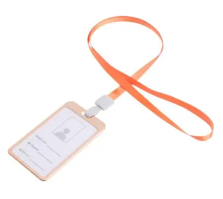 Aluminum Alloy ID Credit Bus Card Case Badge Holder Cover With Neck Lanyard - Цвет: GD-4