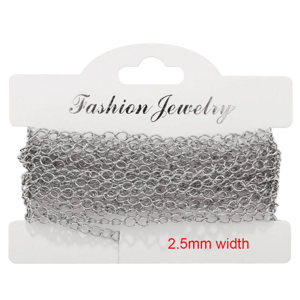 Steel 2.5mm Width 10 м/лот, удлинитель из нержавеющей стали, припаянная цепочка, золотой цвет, ширина 3,6 мм, витая объемная цепь, удлинитель, сделай сам, ювелирное изделие - Цвет: Steel 2.5mm Width