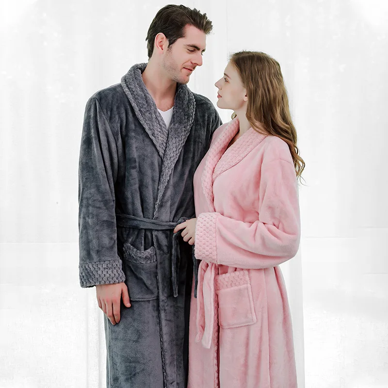 Women-Men-Extra-Long-Warm-Dobby-Coral-Fleece-Bathrobe-Winter-Thick-Flannel-Thermal-Bath-Robe-Kimono(3)