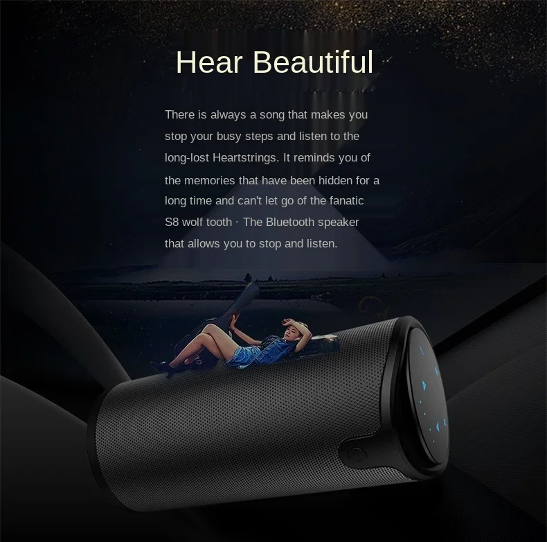 ZEALOT S8 Wireless Bluetooth Speaker Stereo Portable Subwoofer Touch Control Sound Box AUX TF Card Handsfree Mic