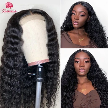 

4x4 Lace Closure Wig Brazilian Human Hair Wig Deep Wave lace closure wig Remy 13x4 Lace Frontal Wig 150% Density For Black Women